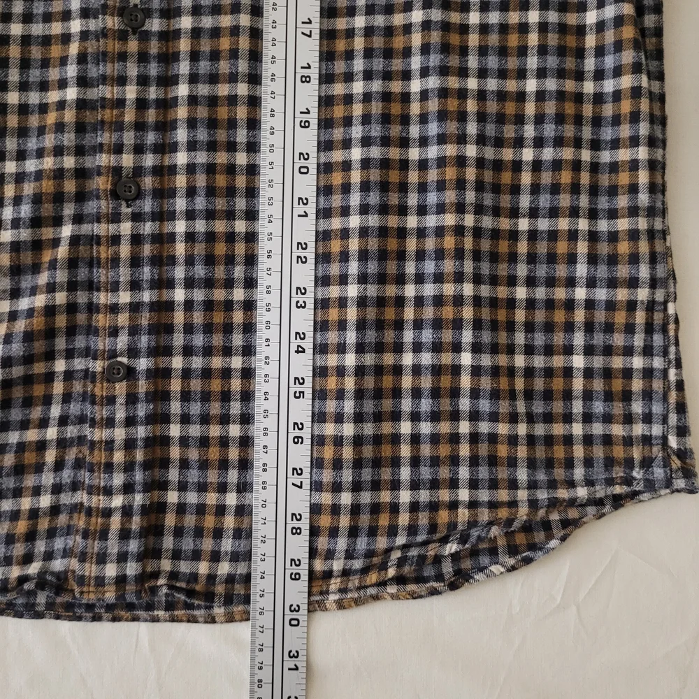Banana‎ Republic Mens L Gingham Organic Cotton Flannel Shirt Check Sustainable